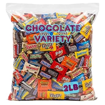 Bulk Chocolate Candy Variety Pack Individually Wrapped Mini Chocolate Bars & Treats Assortment Perfect for Office Break Rooms, Parties, Gift Baskets & Snack Bowls 2 LB