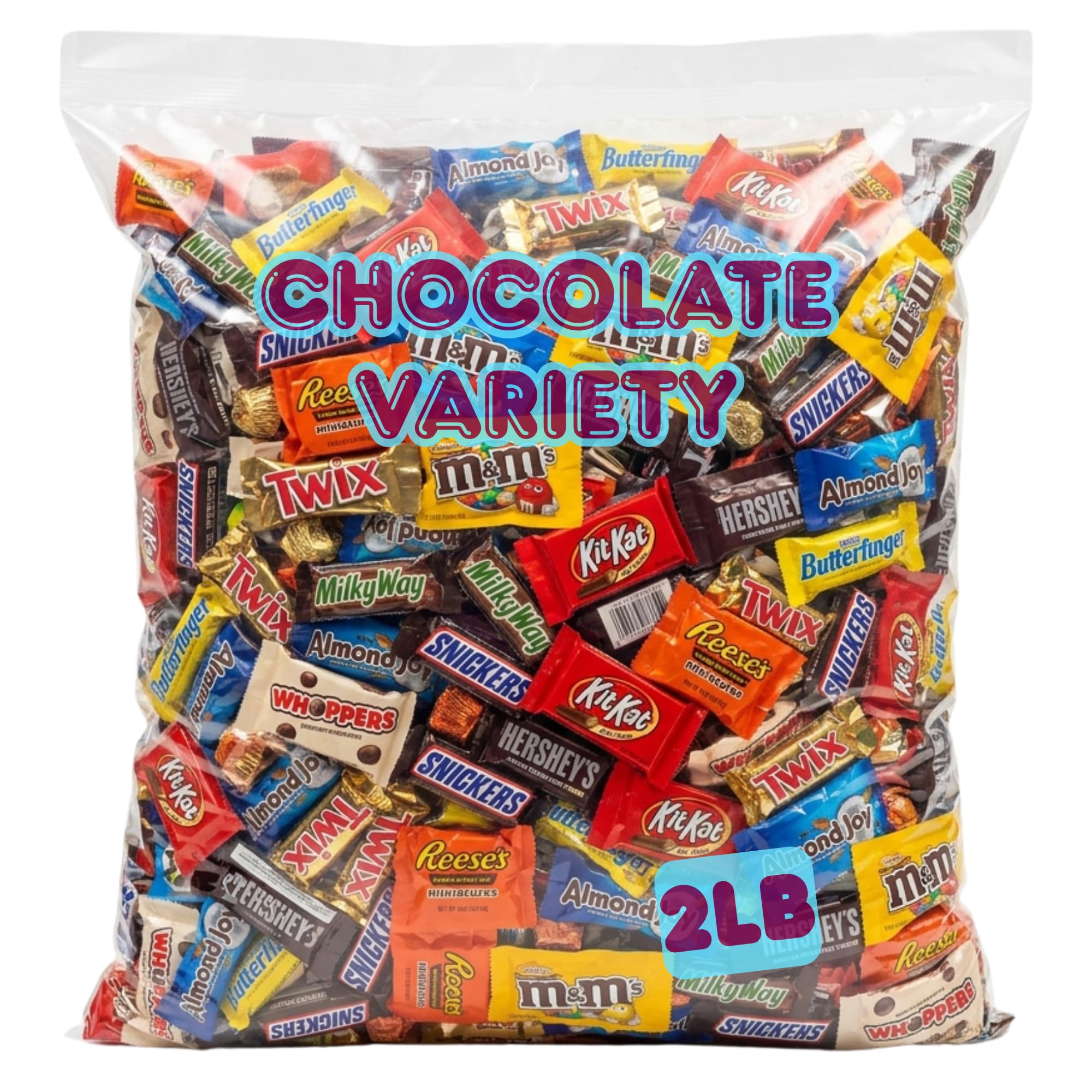 Bulk Chocolate Candy Variety Pack, Individually Wrapped Mini Chocolate Bars & Treats Assortment, 2 LB