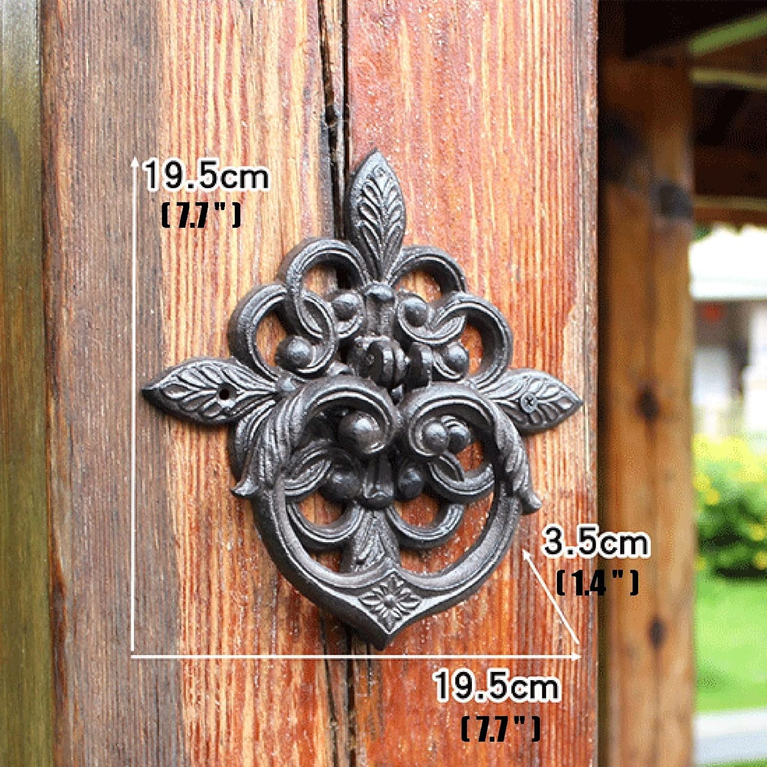 Door Knocker for Front Door Decor Rustic Front Door Knocker Garden Gate Handle, Antique Cast Iron Wall Sculpture for Vintage Country House, Furniture Pull Closet Knobs