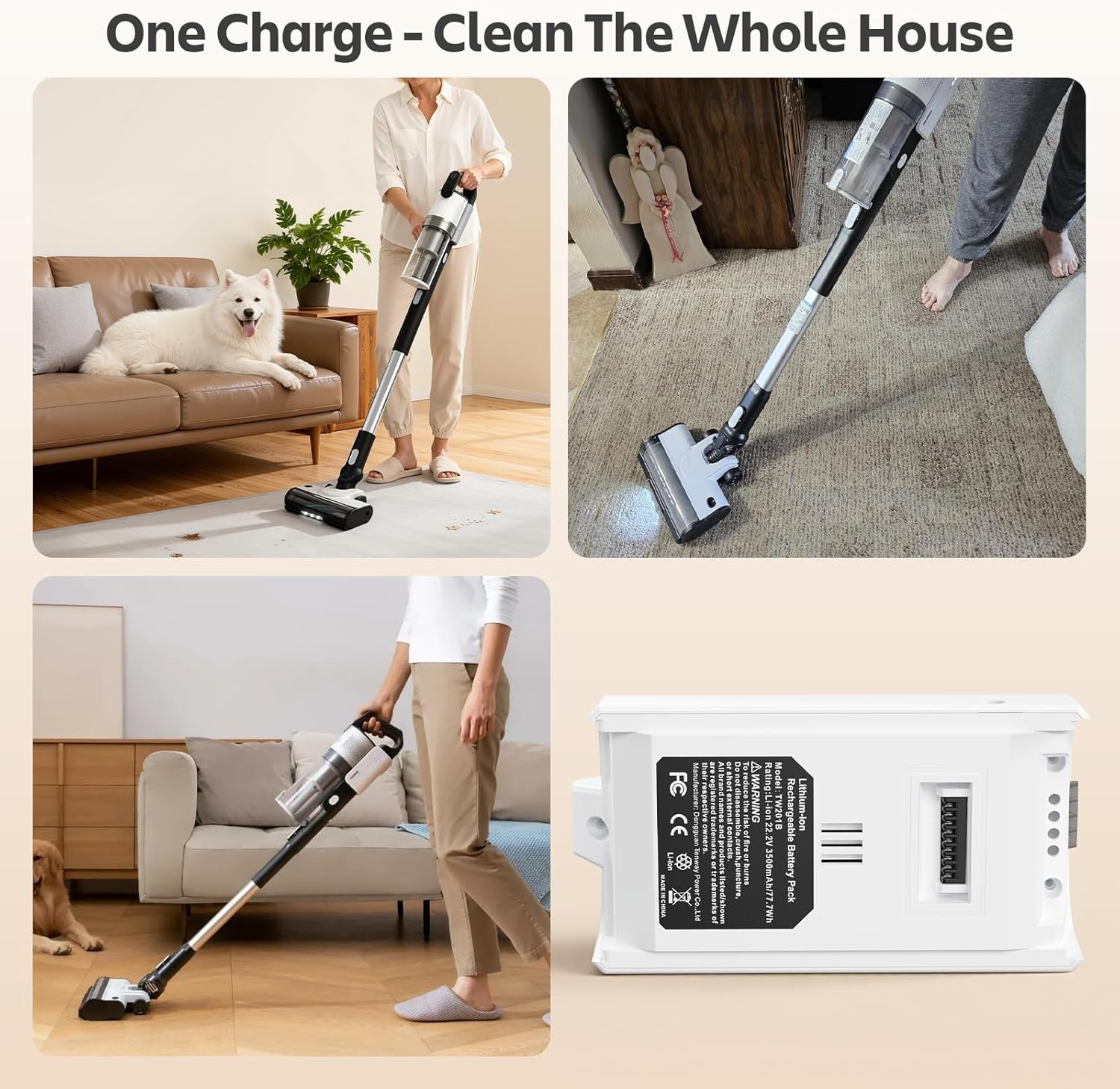 22.2V 3500mAh Replacement Battery for LEVOIT LVAC-200 Cordless Vacuum Cleaner, Upgrade High-Capacity Lithium ion Battery Compatible with LEVOIT LVAC-200 LSV-V201-WUS Vacuum Battery