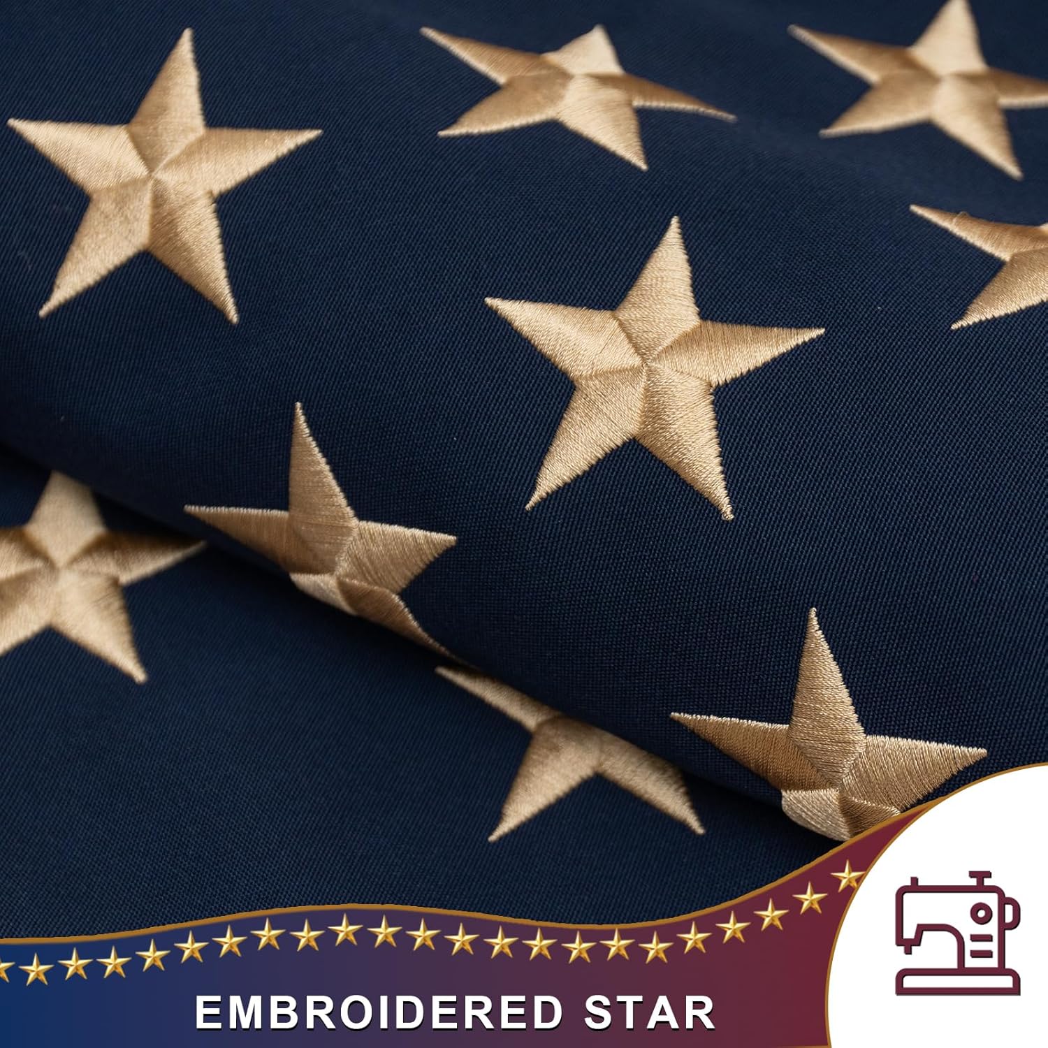 JRED 100% Cotton Vintage American Flags for Outside 3x5 FT Tea Stained US Flag Heavy Duty Outdoor USA Fade Resistant Embroidered Stars Sewn Stripes, Brass Grommets