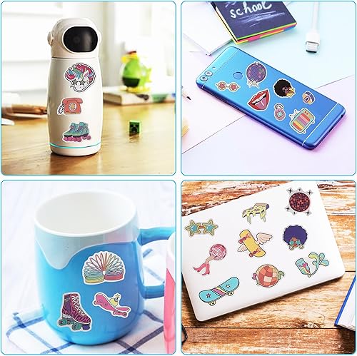 Miniatura 5 de Paquete de 100 calcomanías de los años 90 y 80, recuerdos de fiesta de hip hop de los años 1990 y 1980, decoraciones de cumpleaños