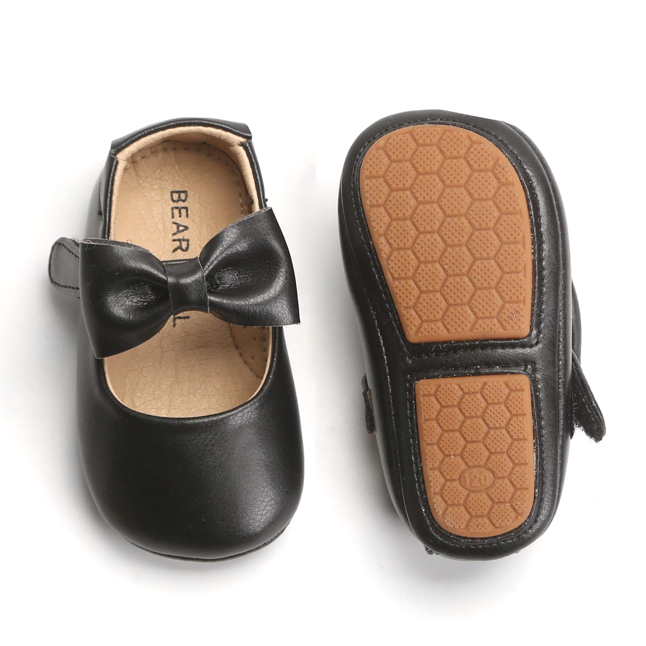 Felix & Flora Infant Toddler Baby Moccasins Soft Sole Bowknot Baby Walking Shoes Mary Jane Dress Shoes¡?18-24 Months Infant,Black