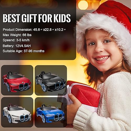 Miniatura 9 de JSLOVE - Coche eléctrico para niños, auto de paseo con control remoto, auto de juguete alimentado por batería de 12 V para niños en edad preescolar