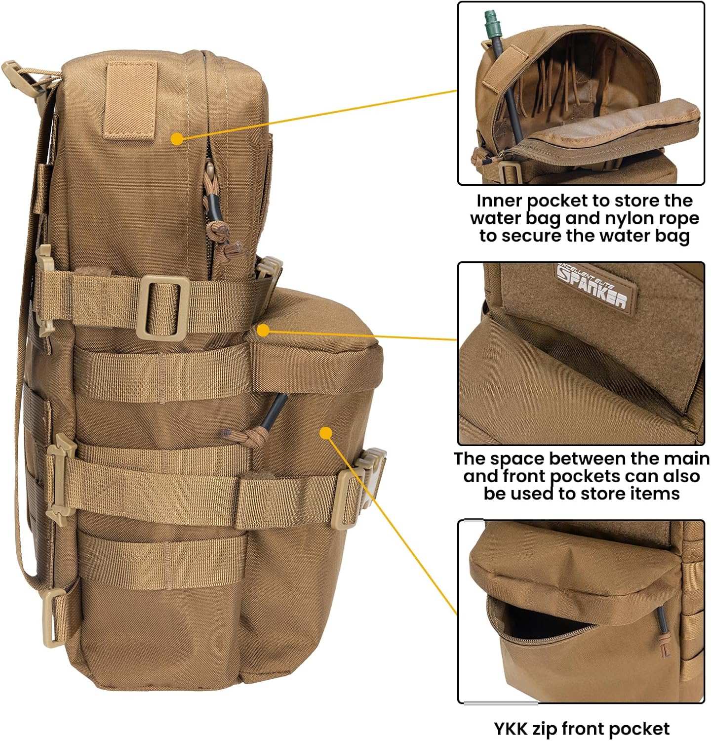 EXCELLENT ELITE SPANKER Tactical MOLLE Hydration Backpack Water Bladder Carrier Pack for Tactical Vest Backpack Plate Carrier - Image 4