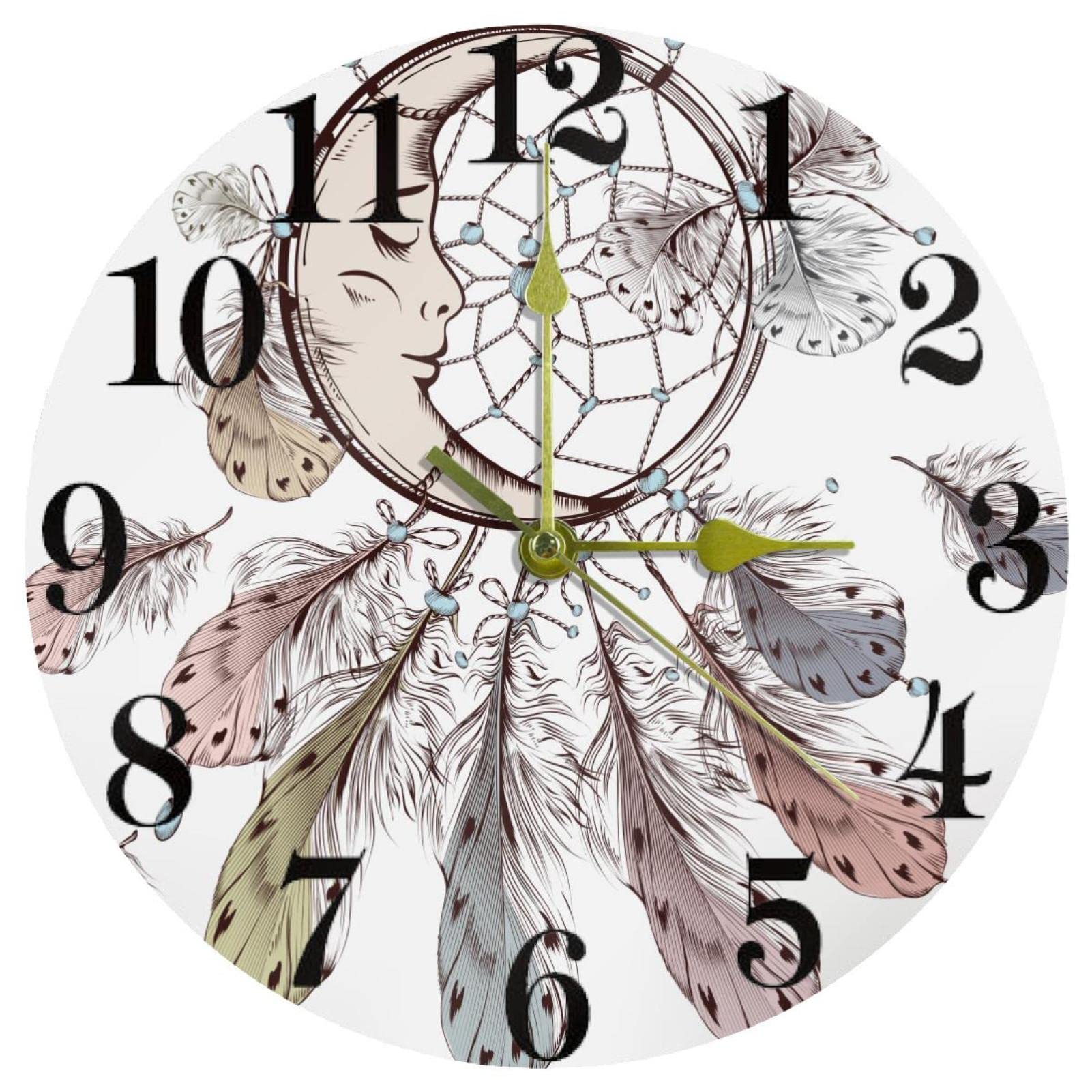 Horloge murale attrape-rêves pour chambre d'enfant sans bruit