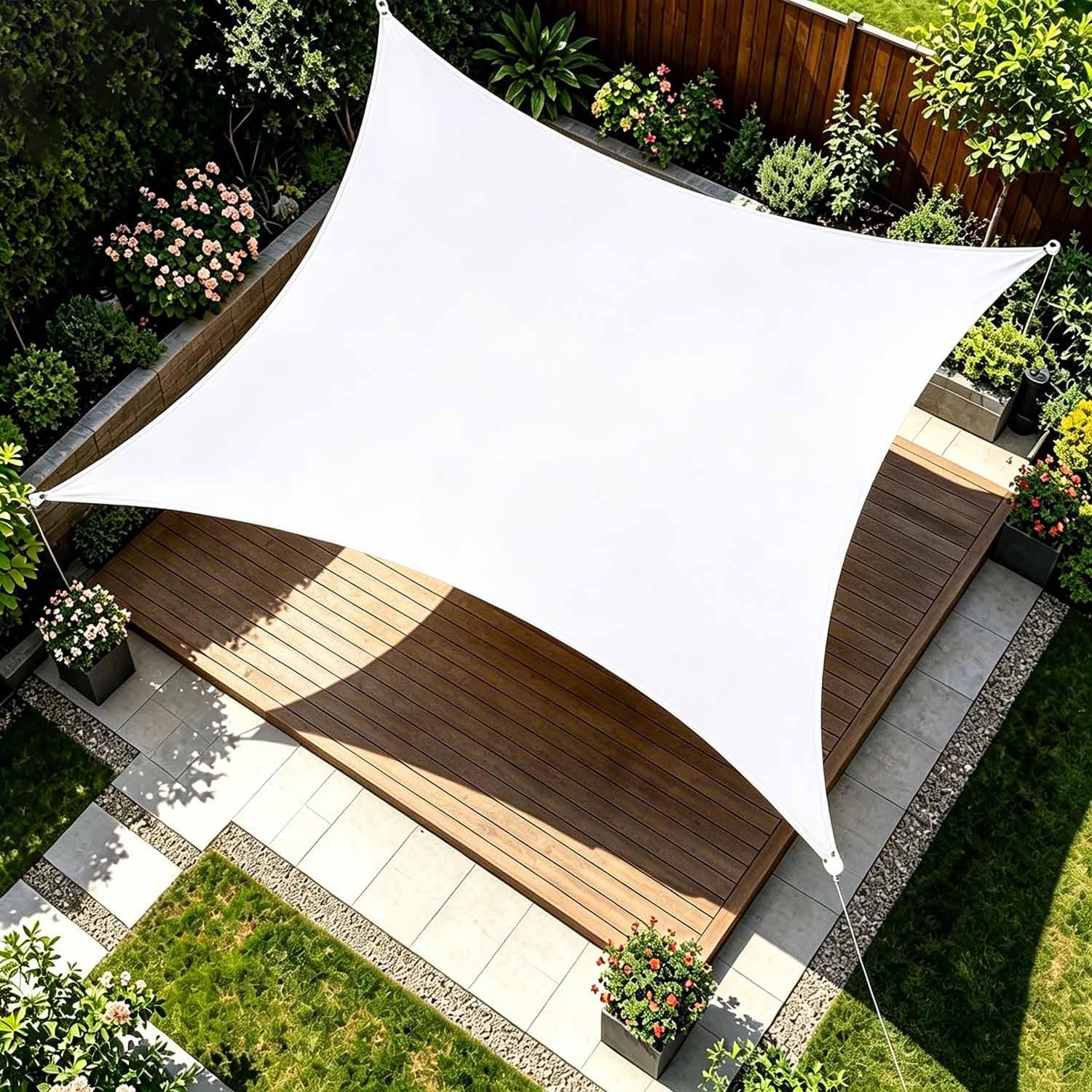 Ffsaacol Shade Sails Rectangle, Sun Shade Sail for Garden with Ropes, Shade Sail Canopy Waterproof UV Block Fabric, for Patio Lawn Garden Carport Backyard Deck Pergola 11, 13x20FT/4x6m