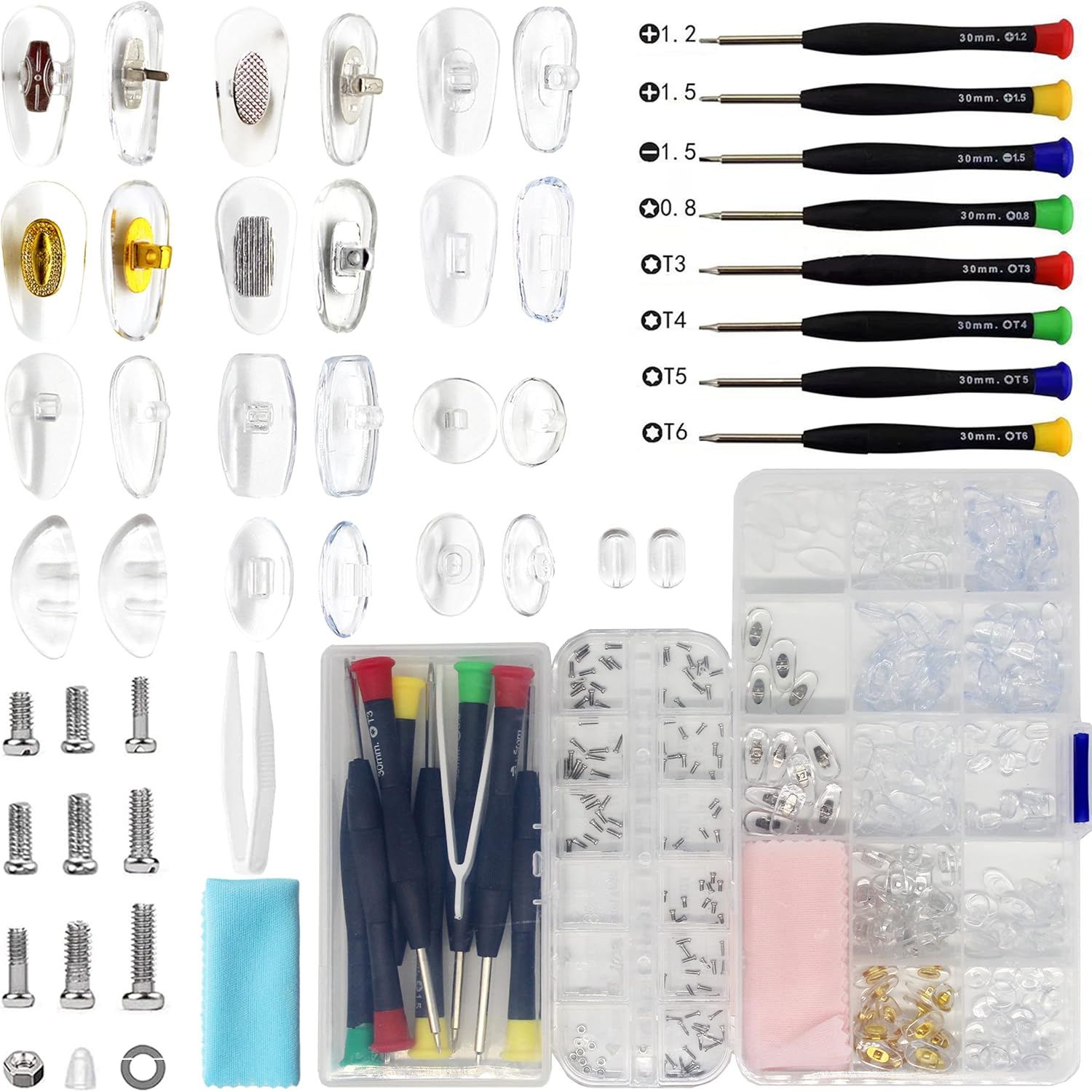 Eyeglass Nose Pads Eyeglass Repair Kits with Precision Kit Screw Set 110 Pairs 330