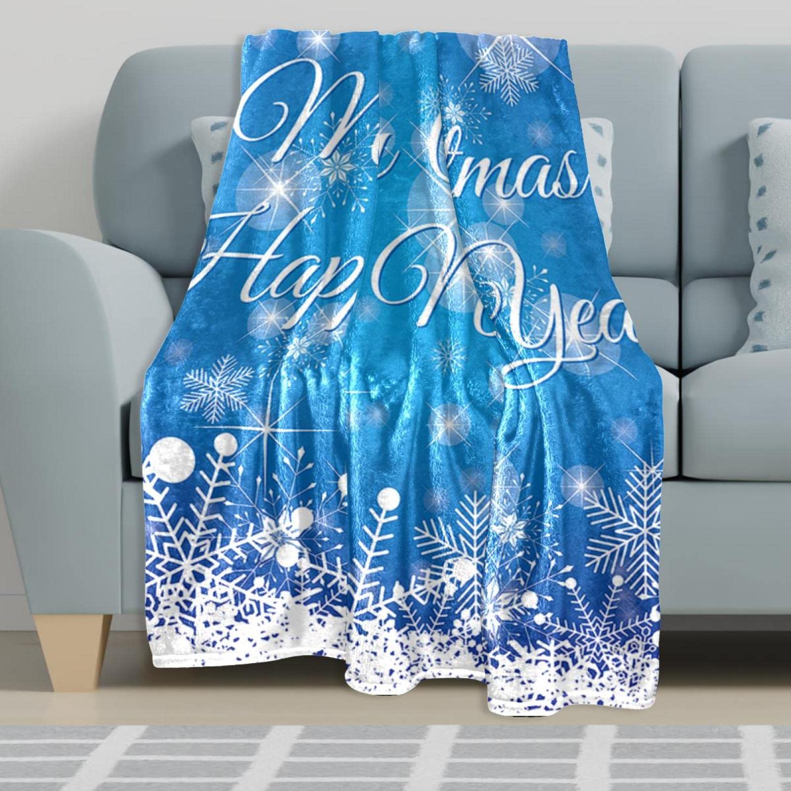 Coperta Natalizia Con Cappuccio A Pupazzo Di Neve - Morbida In Pile Di Flanella, 101x127 Cm, Blu Navy E Azzurro, Per Divano E Letto