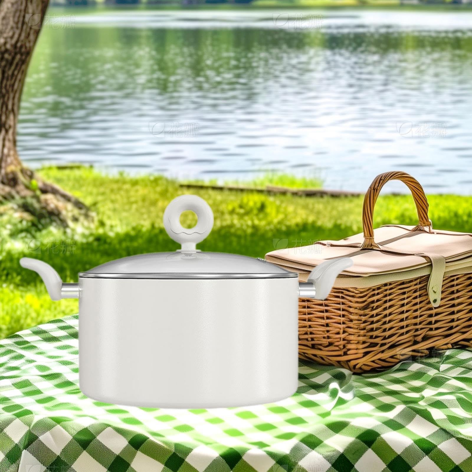 Menolana Camping Pot Soup Pot Cookware Portable Gift Nonstick with Lid Stockpot for Outdoor Activities Camping Hiking Home Backpacking