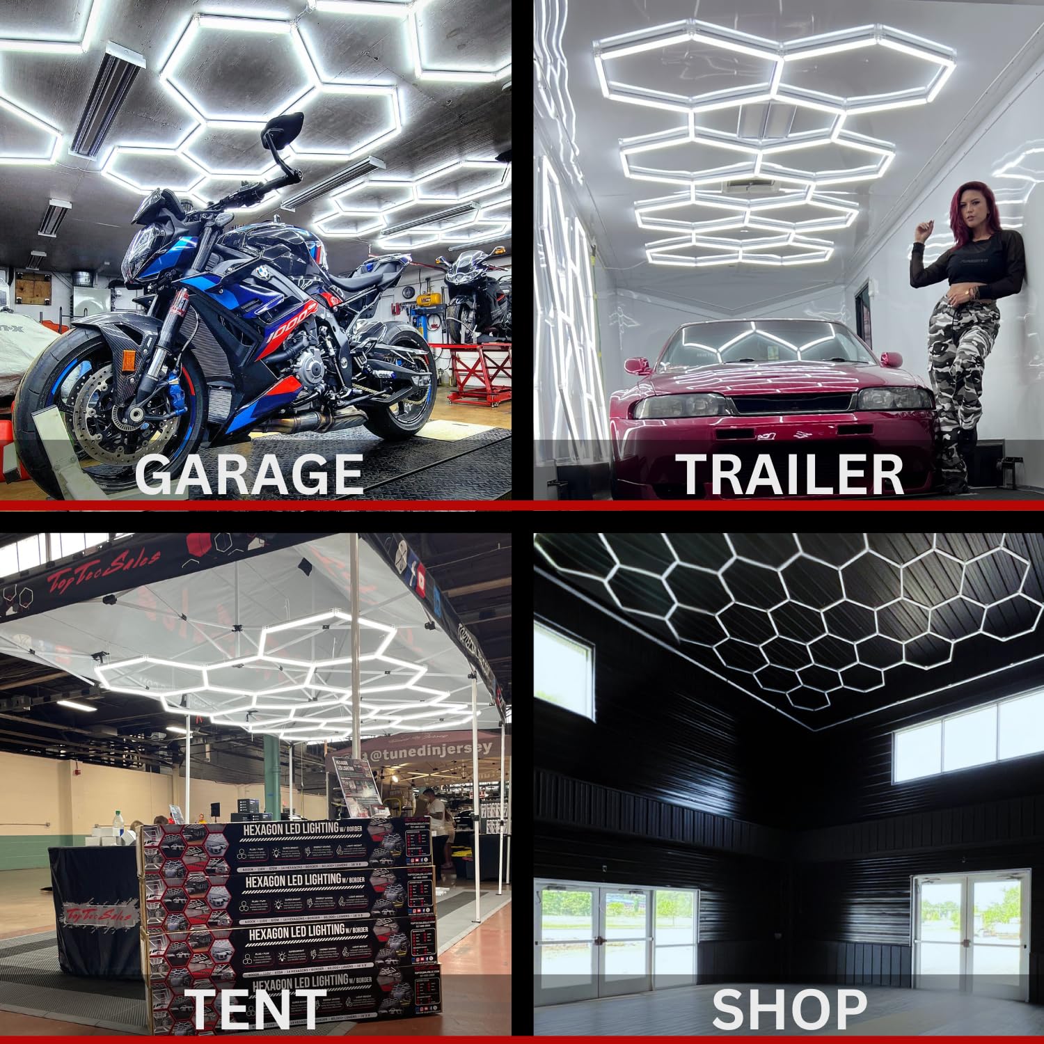 Hexagon LED Garage Light Fixture - 6000K 88W 2 Grid Hexagon Light Set for Garage, Detail Shop, Commercial Store, Office, etc. 7,920 Lumens 110V 5.35' X 3.25' FT (2 Hexagon (5.35' x 3.25'))