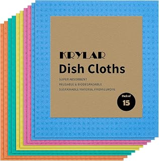 KRYLAR-15 pcs Swedish Dishcloths Absorbent Swedish Dish-Swedish Cloths for Dishwashing, Washable Reusable Paper Towels,Oil... Price In India