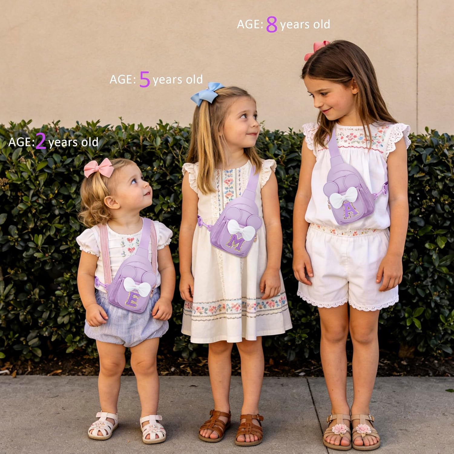 Valentines Day Gifts for Kids, Personalized Birthday Gift for Girls Initial Sling Bag, Small Adjustable Crossbody Bag Cute Purse for 3-8 Years Old Kids (Purple, A) - Image 7