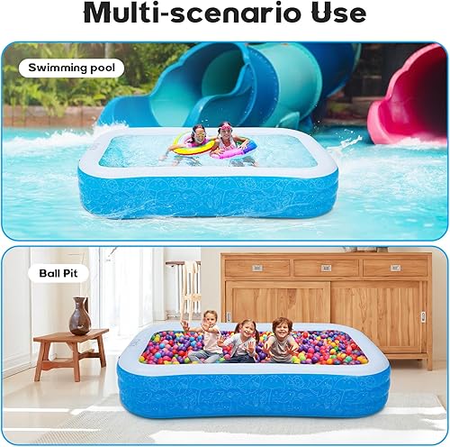 Miniatura 7 de Piscina inflable para niños, piscina familiar rectangular de 120 x 72 x 22 pulgadas, material de PVC duradero, piscina inflable para niños,