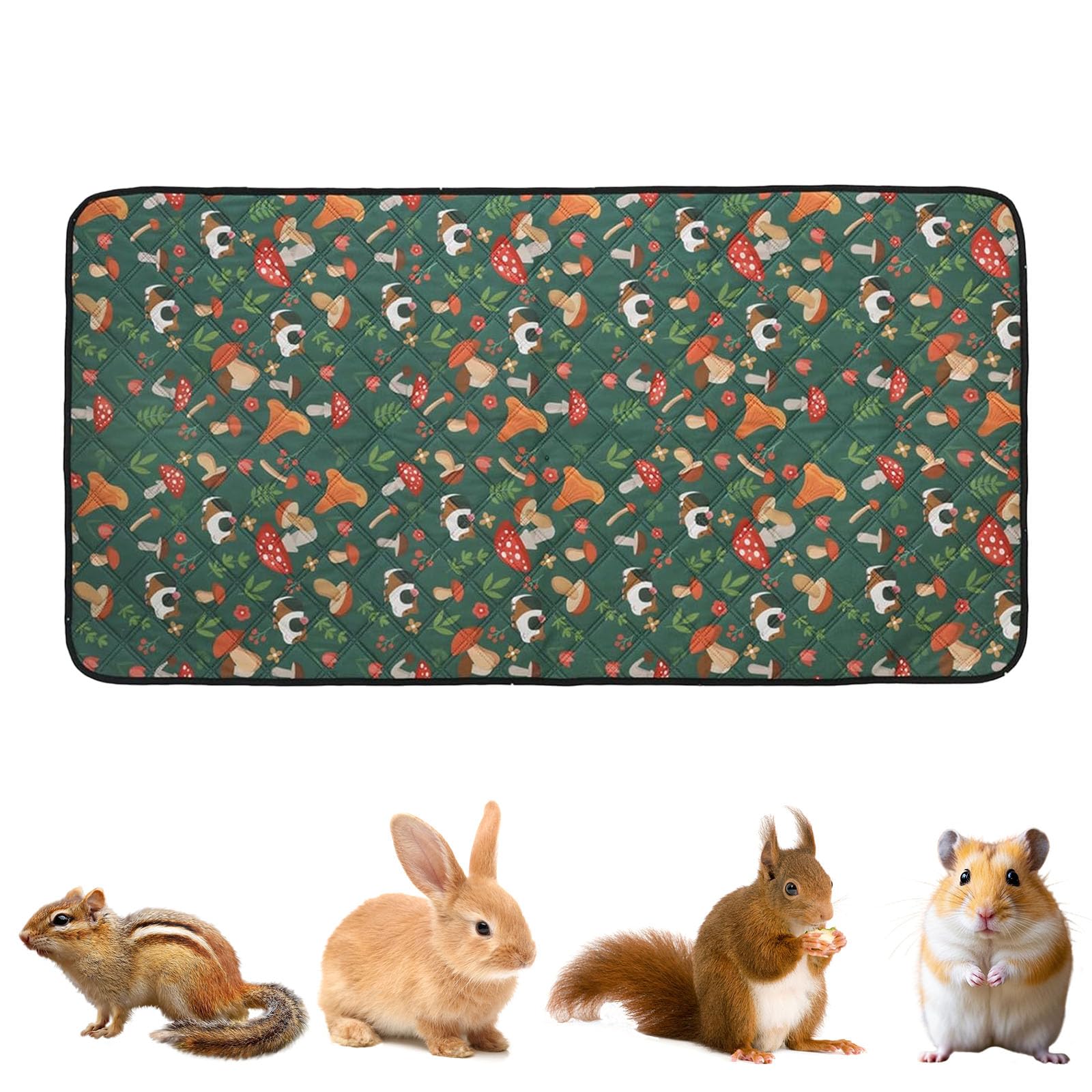 Guinea Pig Cage Liner, Air Dried Pee Pad, Washable Reusable Fast Absorbent Pee Bedding,Waterproof Guinea Non Slip Pig Mat for Guinea-Pig Hamster Rabbit Bedding, 120x60cm (Green piglets)
