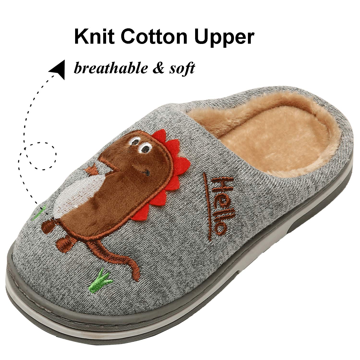 INMINPIN Inverno Pantofole da Casa Bambini Caldo Peluche Pantofola da Invernali Carino Dinosauro Comode Ciabatte Interne di Cotone per Ragazze Ragazzi