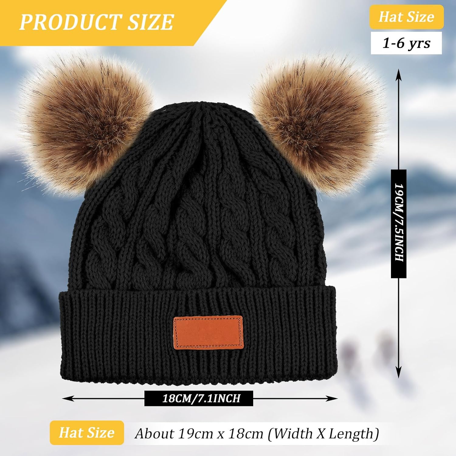 Geyoga Kids Toddler Winter Pompom Hat Baby Knitted Beanie Hat Faux Fur Pom Beanie Cap for Girls Boys 1-3 Years Old - Image 2