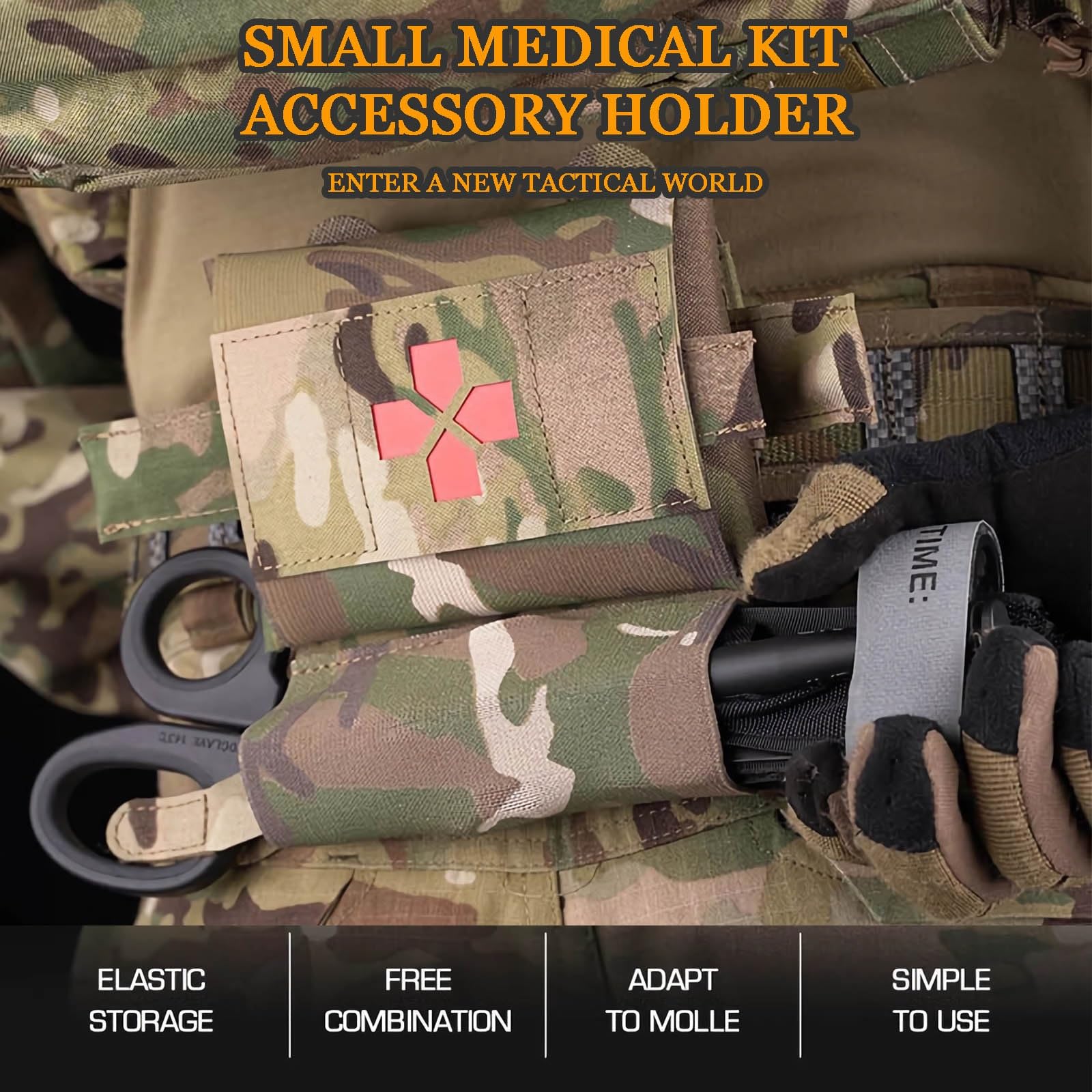 Juego de Bolsa Médica IFAK Micro Compacta con Torniquete de 4ª Generación, Kit de Traumatología Cinturón MOLLE para Aventura de Automóvil Pesca Caza al Aire Libre(CP)