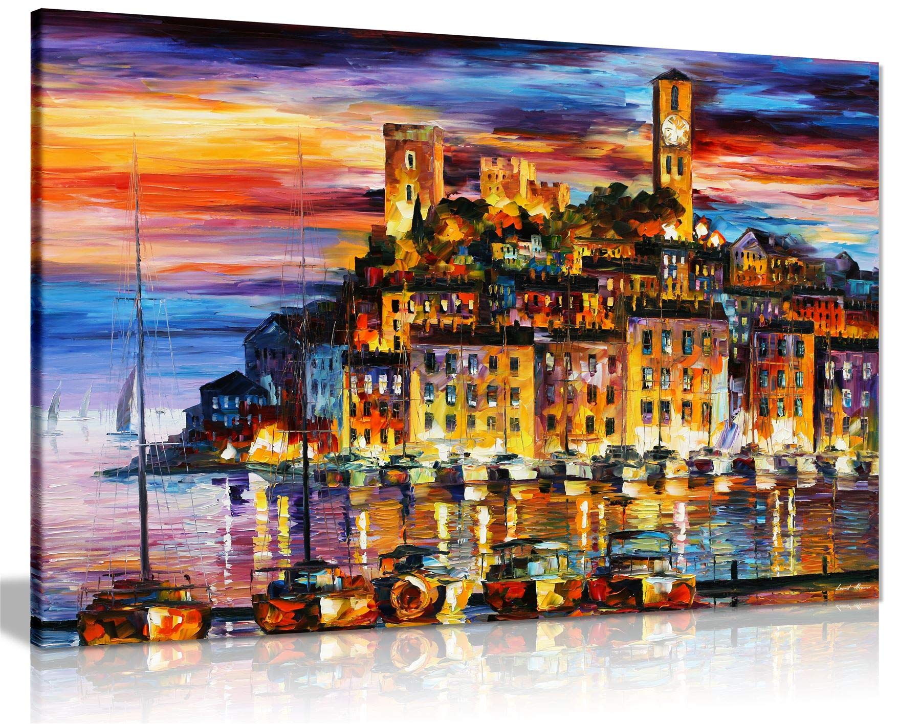 Panther Print Cannes France By Leonid Afremov Canvas Wall Art Picture Print For Home Decor (36X24)