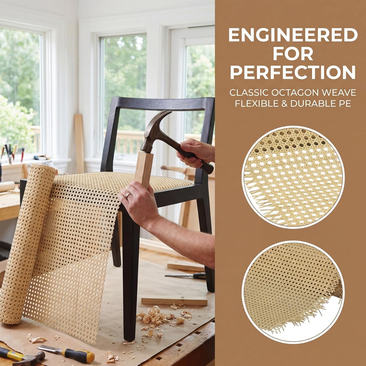 Wiener Geflecht,40x200CM Schimmelfest Rattan Geflecht Meterware,DIY Möbeldekoration Handgemachtes PE Kunststoff Flechtmatten für DIY Rattan Möbel