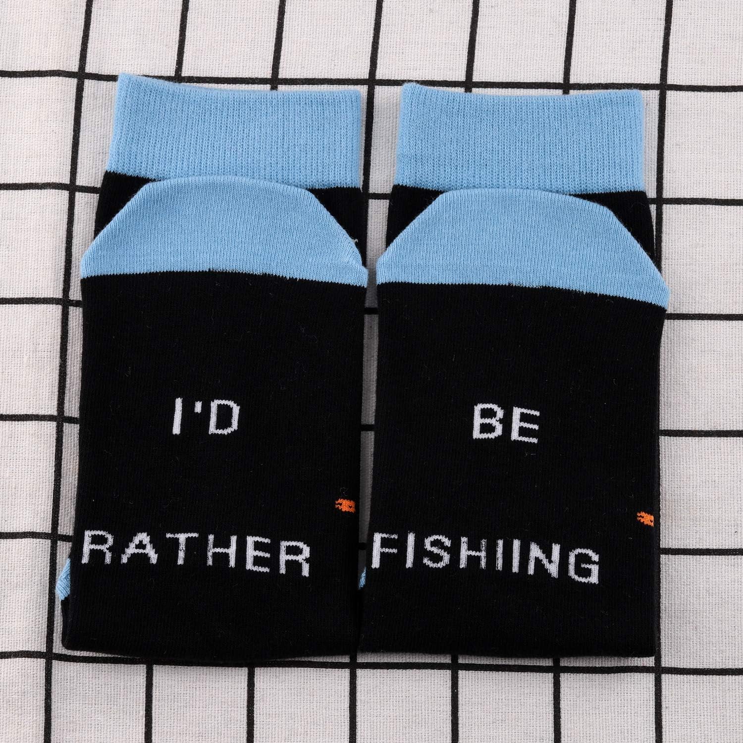 MBMSO 2 Pairs Fishing Lovers Socks I’d Rather be Fishing Socks Funny Fisherman Gifts - Image 2