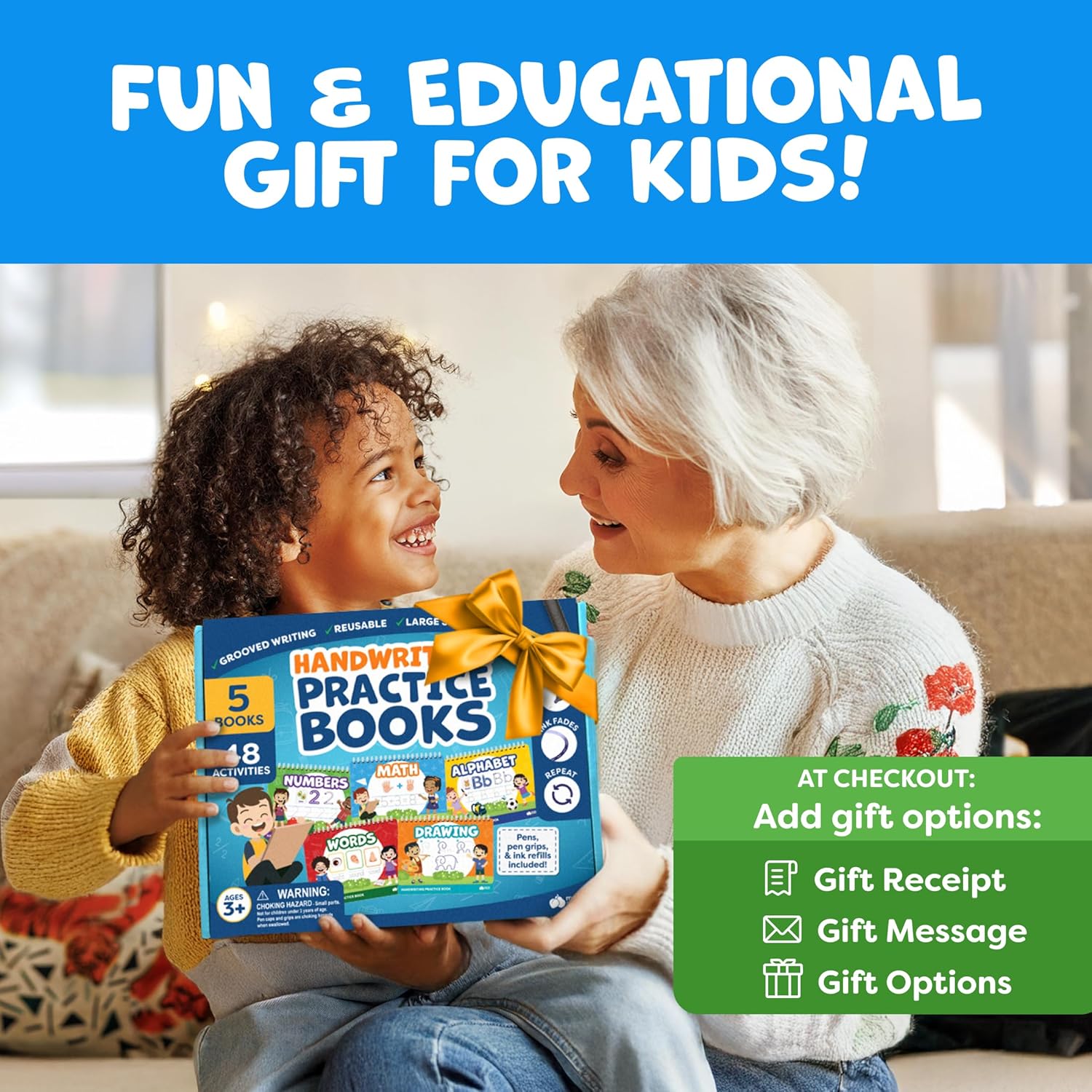 Magic Grooved Writing Practice for Kids Age 3-5 - Grooved Writing Books for Kids 3-5 - Handwriting Practice for Kids 5-7 - Preschool Tracing Books, Toys for 4 Year Old - Easter Gifts