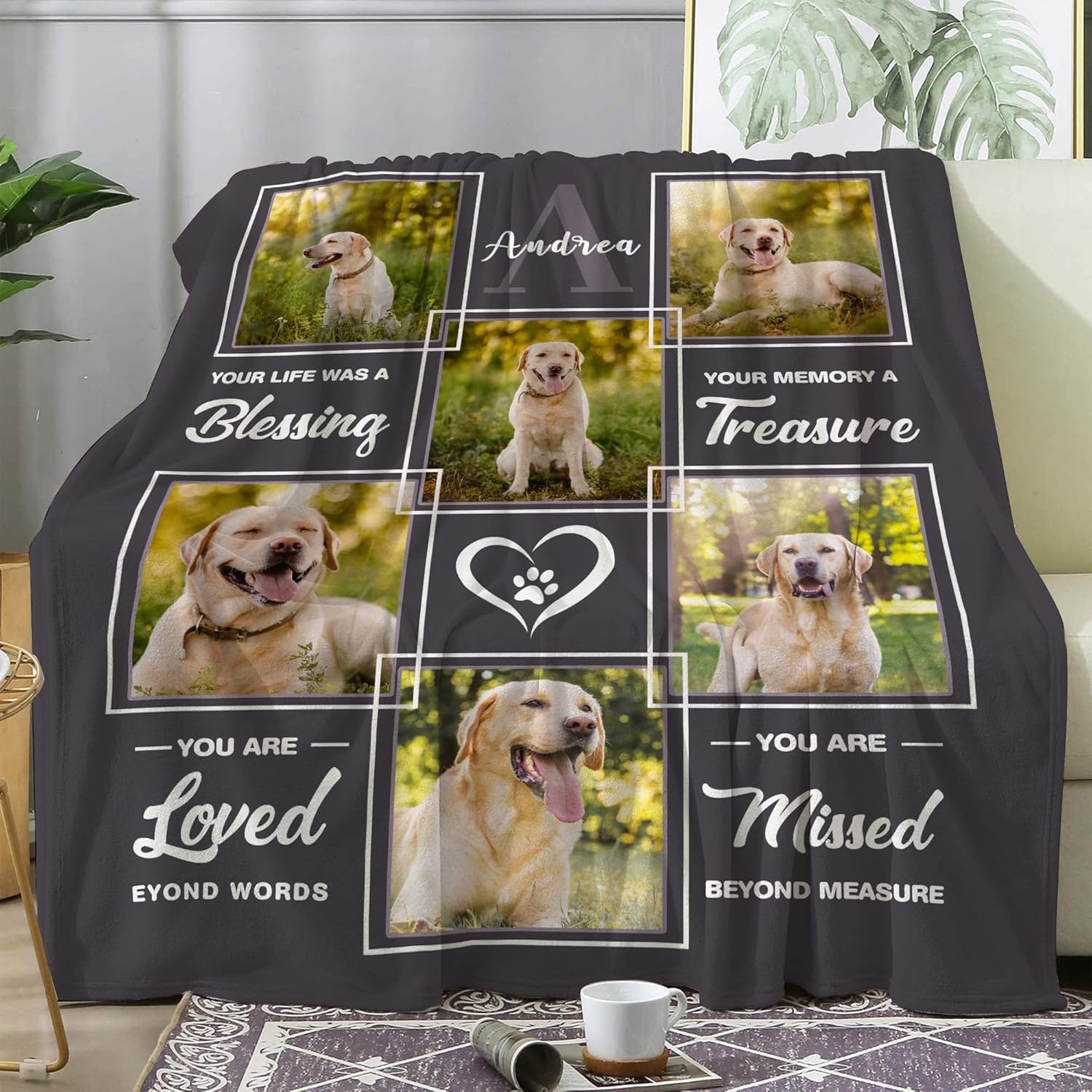 review Personalized Dog Memorial Gifts Custom Photo Blanket Pet Loss Gifts Dog Memorial Blanket Cat Memorial Blanket Sympathy Gifts with Picture Name Date for Dog Mom Dad Lovers Remembrance Bereavement Gift