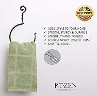 Vista 7 de RTZEN Wrought Iron Hand Towel Holder - Matte Black Towel Ring for Bathroom or Kitchen - Farmhouse, Vintage, Rust Resistant, Easy to Install