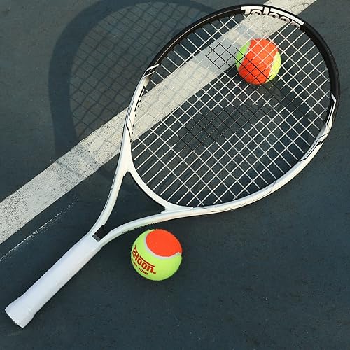 Miniatura 5 de Teloon Raqueta de tenis para niños, raqueta de tenis juvenil de 19 a 25 pulgadas con cubierta, raqueta de tenis junior para niños y niñas de 3 a 12