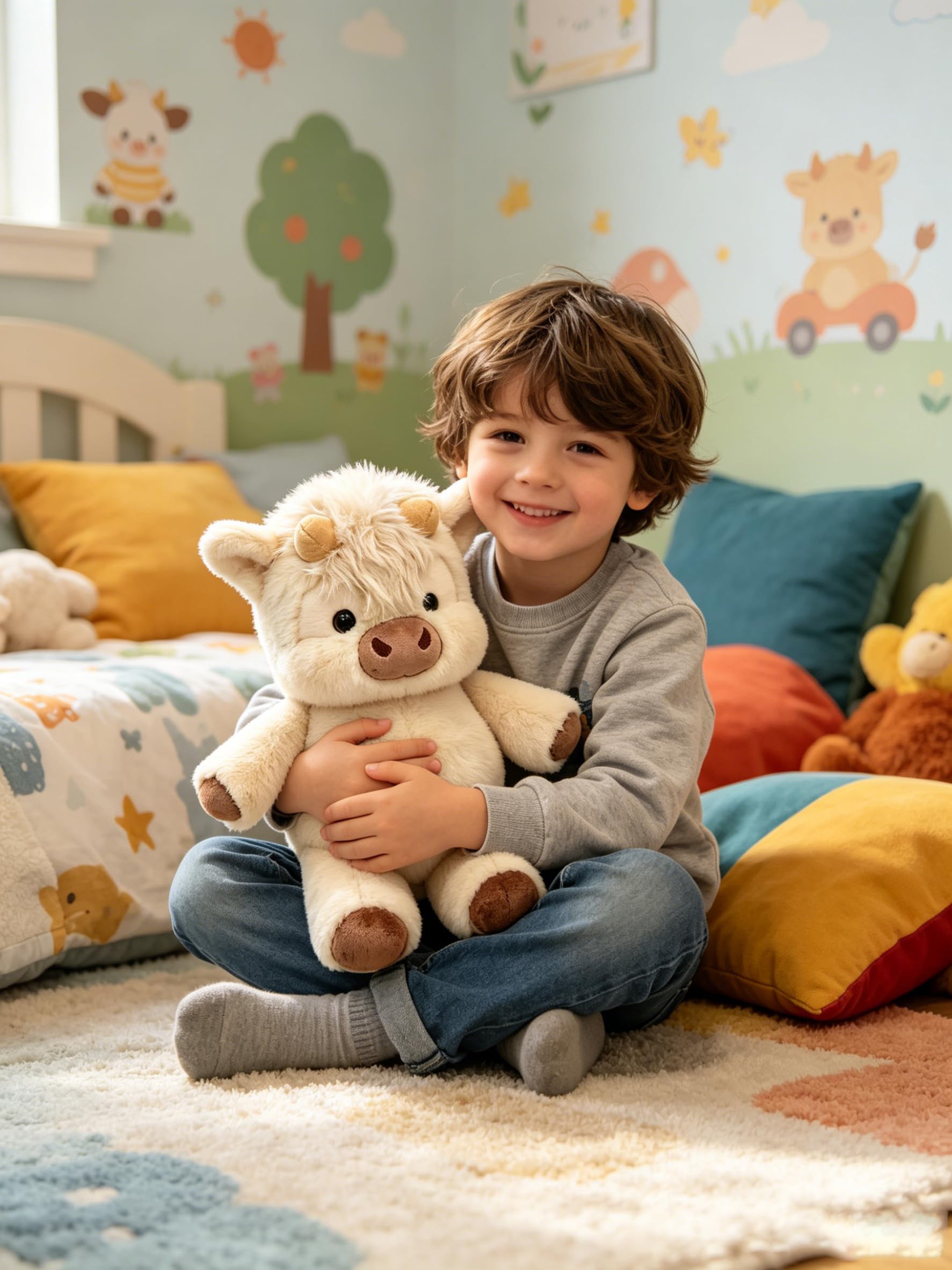 Peluche Que Corre, Peluche Vaca, 45 cm, Adorables Animales De Peluche, Aliviar El Estrés y para la Decoración del Hogar (Caqui)