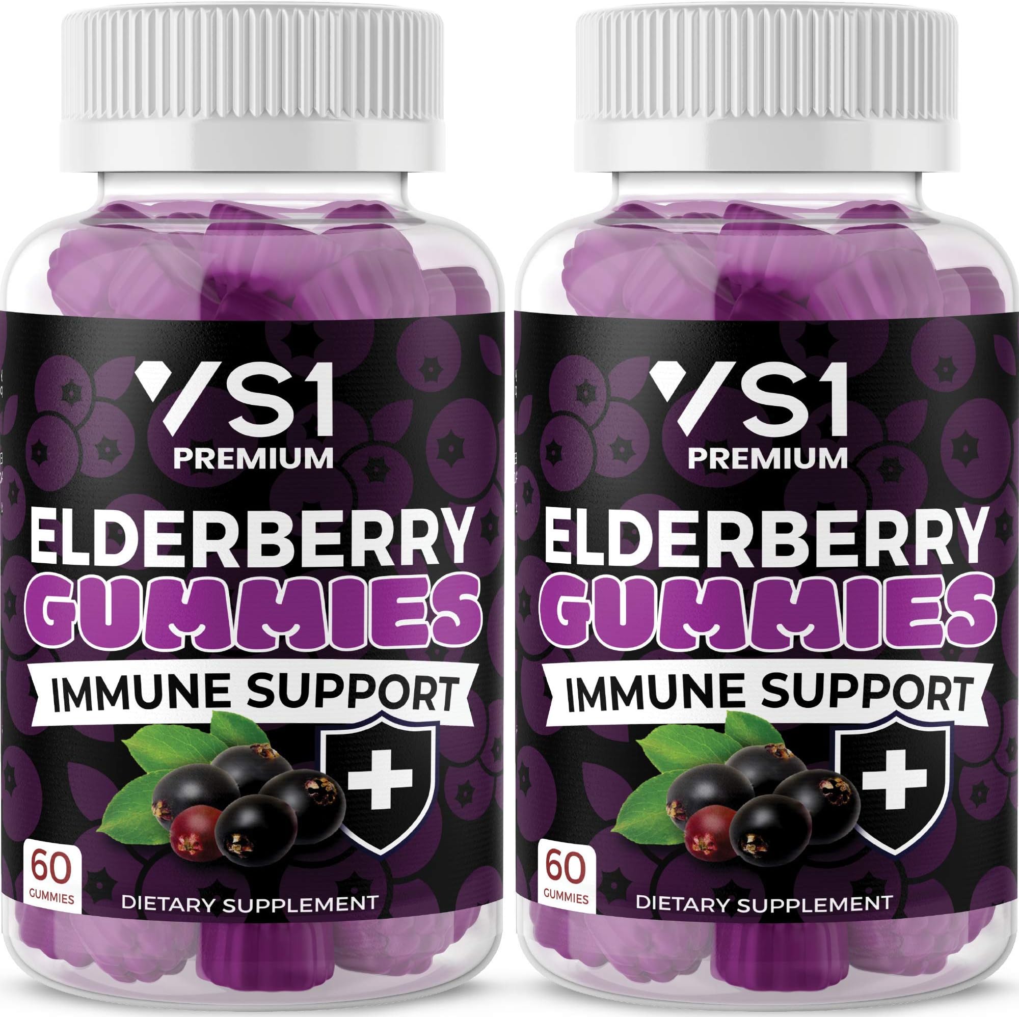 Zhou Elder-Mune Sambucus Elderberry Gummies | Antioxidant Flavonoids, Immune Support, Zinc & Vitamin C Supplement | 30 Servings, 60 Gummies