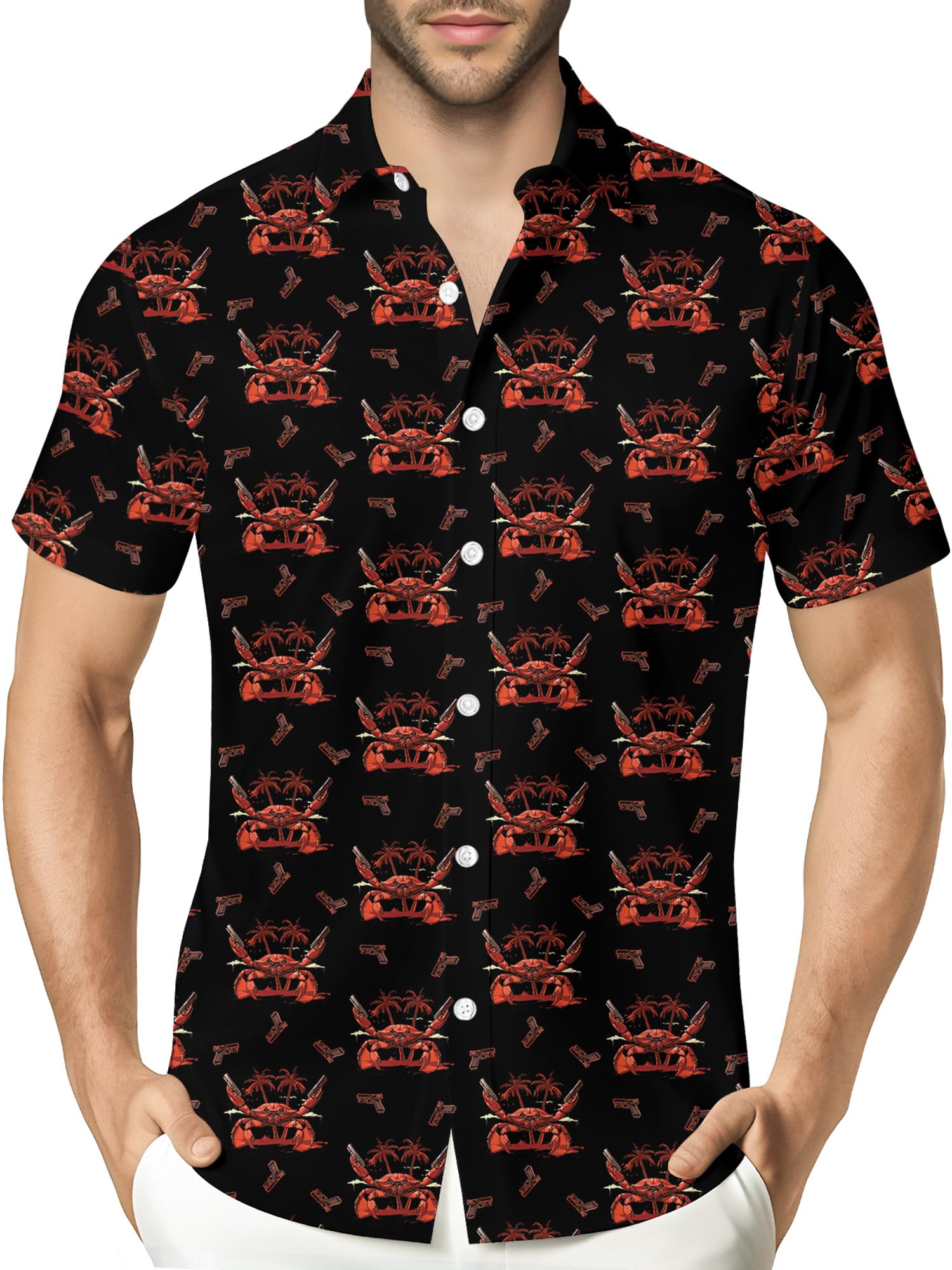 HIVICHI Divertente camicia hawaiana da uomo stampa novità grafica folle button down estate spiaggia vacanze feste Aloha camicie