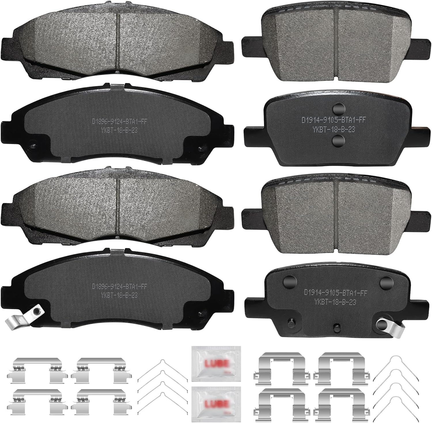 Front and Rear Disc Brake Pads Set Ceramic w/Hardware Replacement for 2019-2020 Chevy Blazer 2018-2020 Traverse 2017-2020 Gmc Acadia 2018-2020 Buick Enclave/Cadillac Xt5/ Xt6