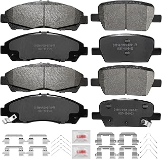 Front and Rear Disc Brake Pads Set Ceramic w/Hardware Replacement for 2019-2020 Chevy Blazer 2018-2020 Traverse 2017-2020 Gmc Acadia 2018-2020 Buick Enclave/Cadillac Xt5/ Xt6