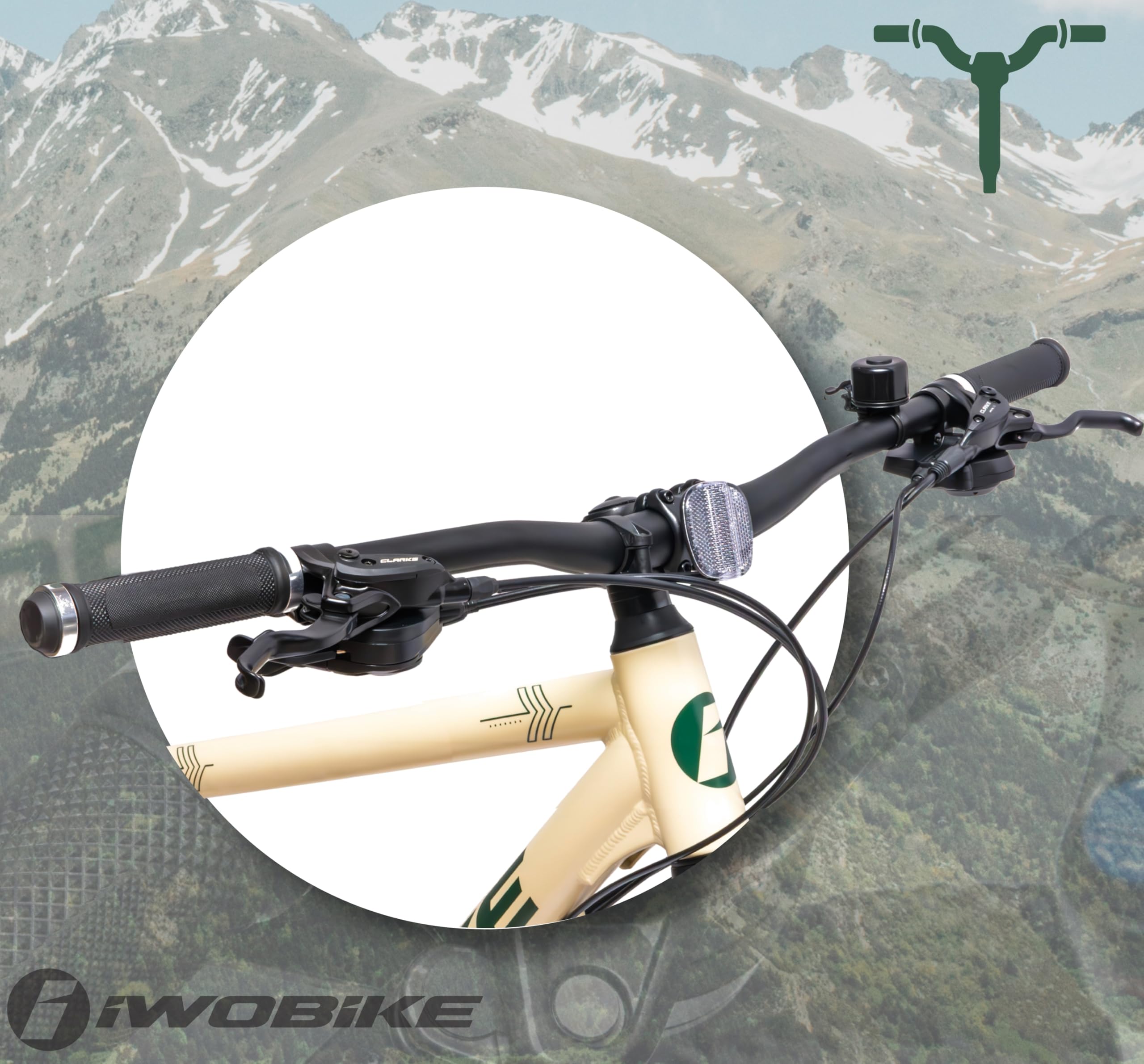 Rower Górski MTB, 29 Cali, Kremowy Mat z Zielonymi Wstawkami | Rower Górski MTB, 29 Cali, Kremowy Mat z Zielonymi Wstawkami, Męski, 18 Biegów, Rama Aluminiowa 18,5", Amortyzacja SR amortyz