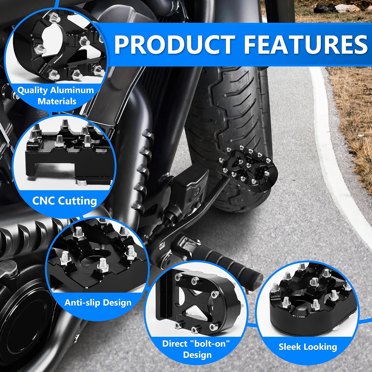 Aluminum Extended Larger Brake Pedal Cover Wider Brake Extender for Indian Scouts Bobber/Classic/Limited/Super Scout 2025+ Models Brake Accessories(Anti-Slip Cleat Pins Surface)