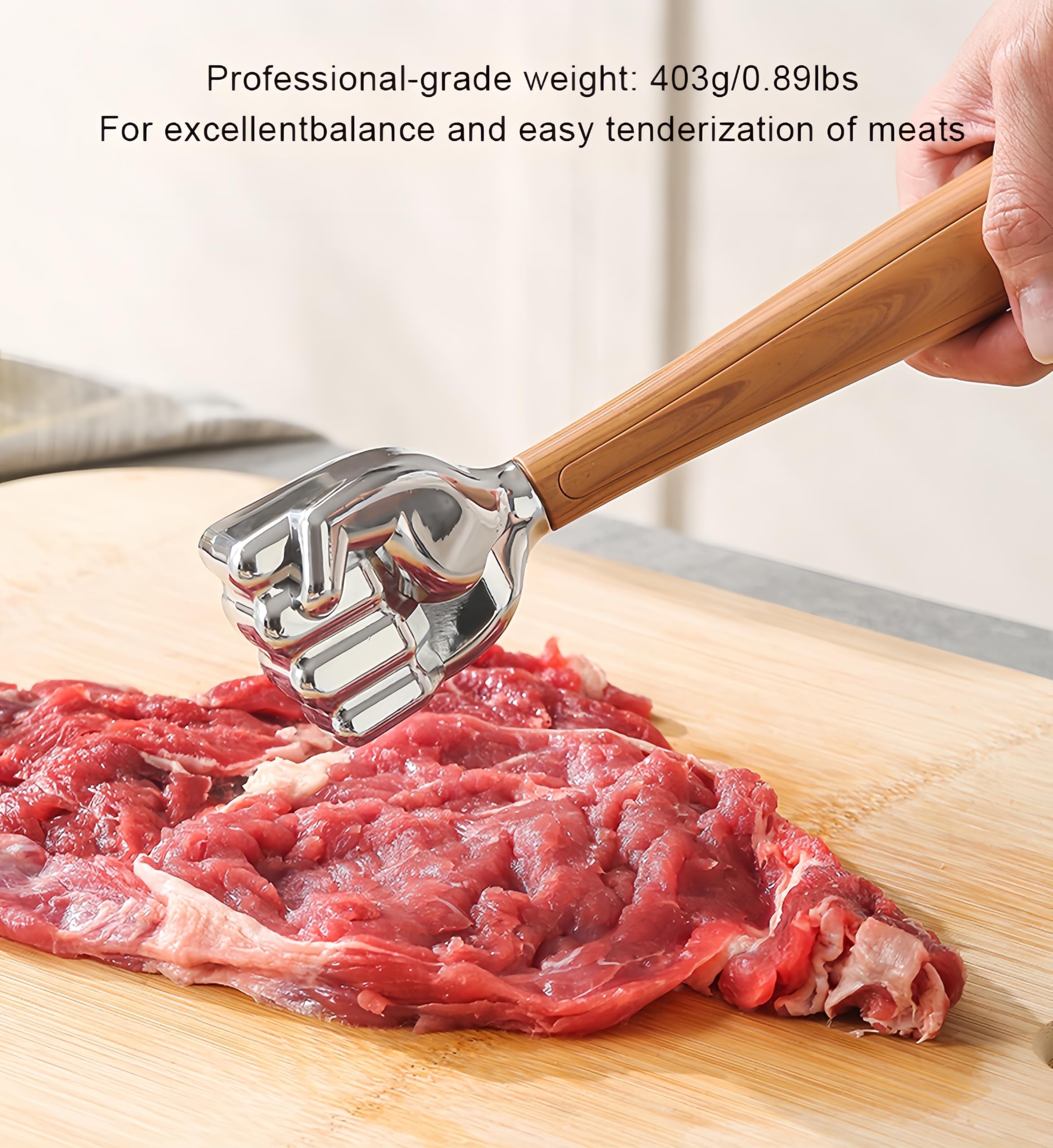 Generico Inteneritore per Carne Multi-Lato, Martello a Doppia Faccia in Lega di Zinco a Forma di Pugno, Manico Antiscivolo, Resistente, Ideale per bistecche, Manzo, Pollo, pollame e Pesce (2 Pezzo)