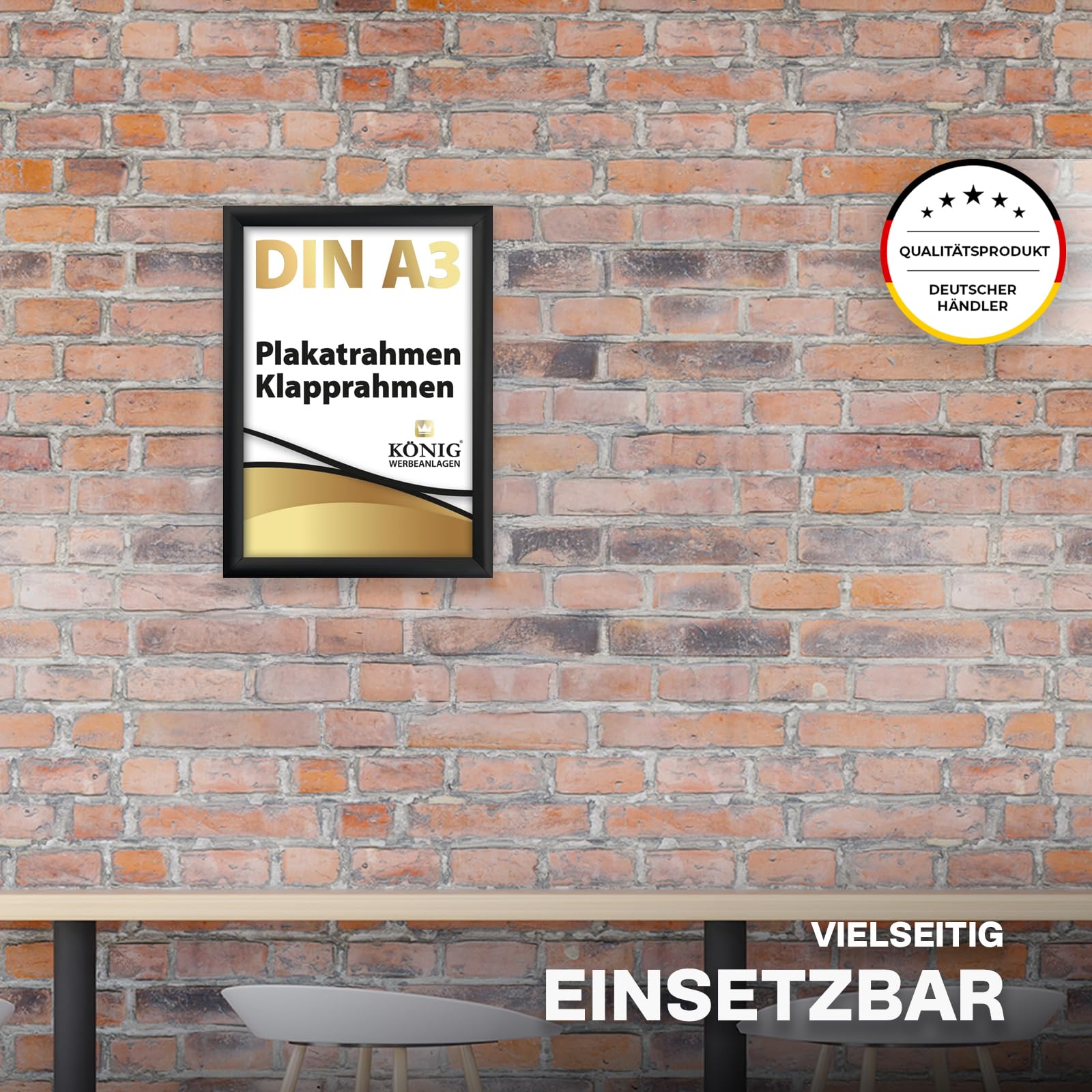 Dreifke 5 Plakatrahmen DIN A3 | 25mm Aluminium Profil, schwarz | inkl. entspiegelter Schutzscheibe | Alu Klapprahmen Wechselrahmen Posterrahmen | 5er Sparpack