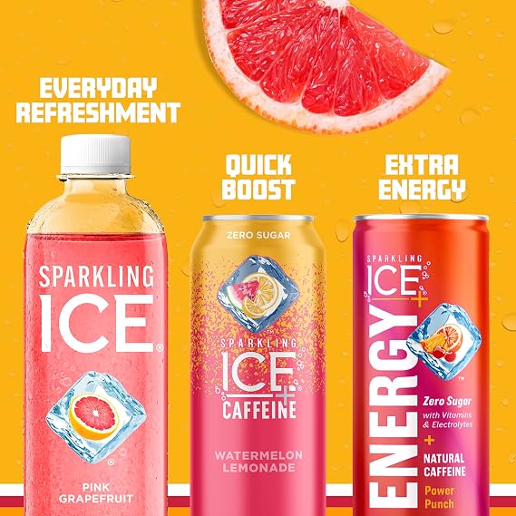 Sparkling Ice, Pink Grapefruit Sparkling Water, Zero Sugar Flavored Water, with Antioxidants and Vitamins, 17 fl oz Bottle