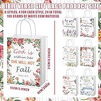 Vista 2 de Yeaqee 24 bolsas de regalo religiosas cristianas con asas, versículo bíblico clásico cristiano, inspirador, floral, motivacional, bolsas de papel a