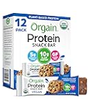 Organic Vegan Protein Bars, Chocolate Chip Cookie Dough - 10g Plant Based Protein, Low Calorie Healthy Snacks, No Lactose or Soy Ingredients, Gluten Free, Non-GMO - 1.41 Oz (Pack of 12)