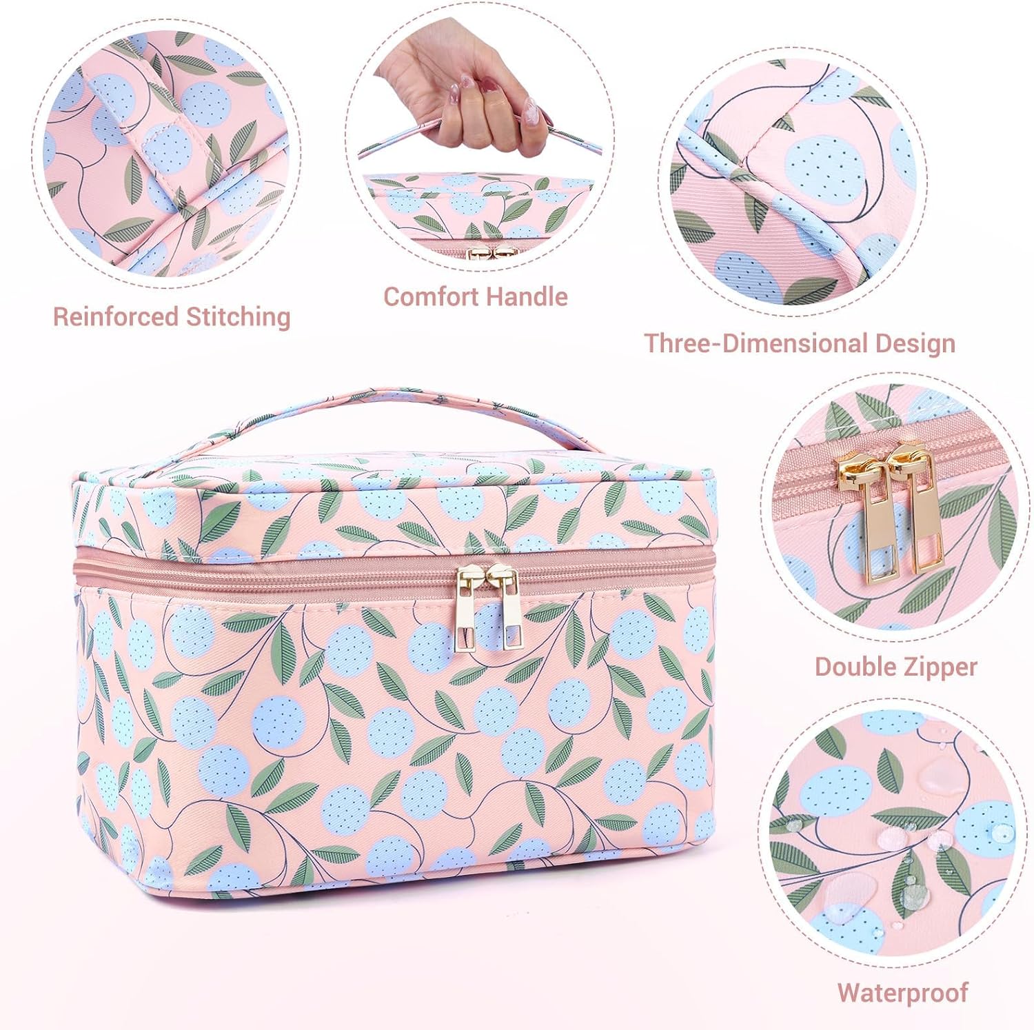 MAANGE Travel Makeup Bag, Cosmetic Bag, Portable Large