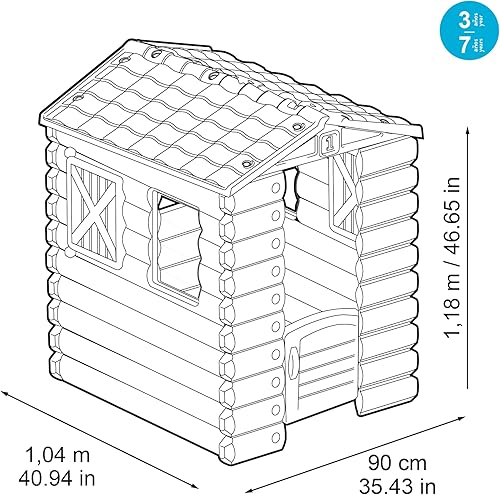 Miniatura 5 de FEBER - Camping Cottage, Playhouse, una casa de juguetes inspirada en la naturaleza y la apariencia de madera, con ventanas y puertas con bisagras,