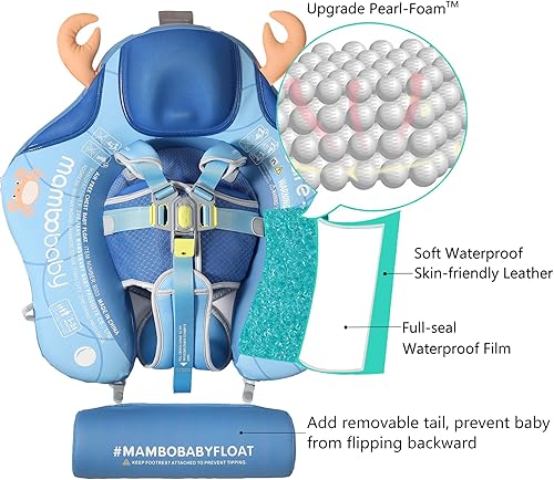 Miniatura 54 de Mambobaby Flotador con dosel, flotadores de piscina para bebé, no inflables, flotadores de natación para bebé, flotadores de seguridad