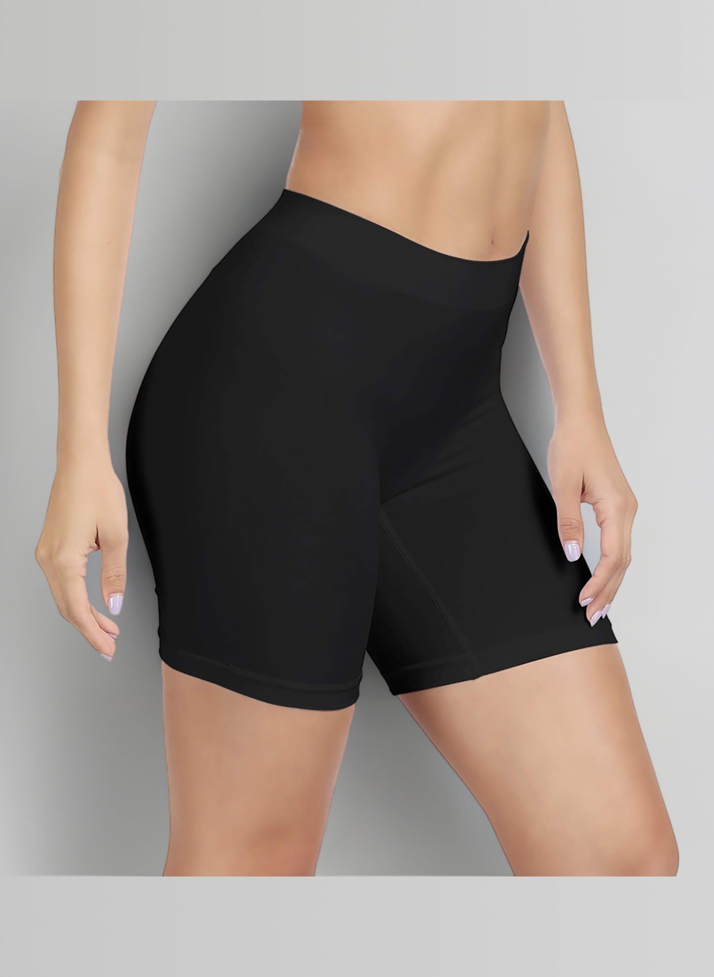 SIHOHAN Women Anti Chafing Shorts Slip Shorts for Under Dresses Seamless Boxer Underwear Boyshorts Panties Safety Long Briefs(Black,S)