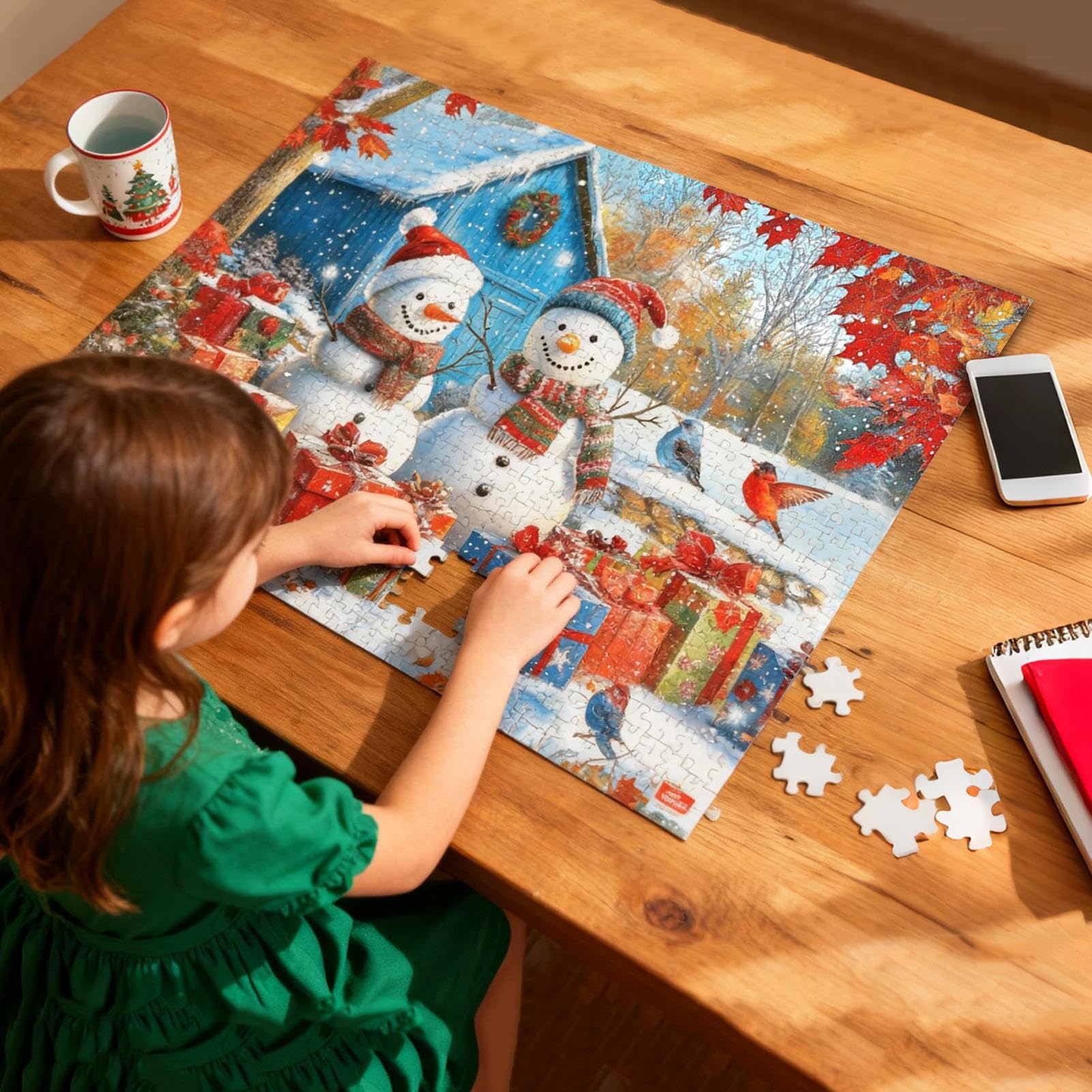 Puzzle del Pupazzo Di Neve,1000 Pezzi Gioco In Famiglia,Puzzle Natalizio del Pupazzo Di Neve per Adulti | per Uomini Amici Compleanno Anno Nuovo Appartamento Sala Da Pranzo Camera Da