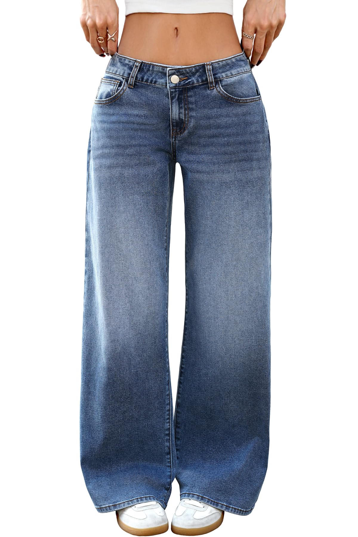 Low-Rise Baggy Jeans for Women Y2k Loose Denim Pants