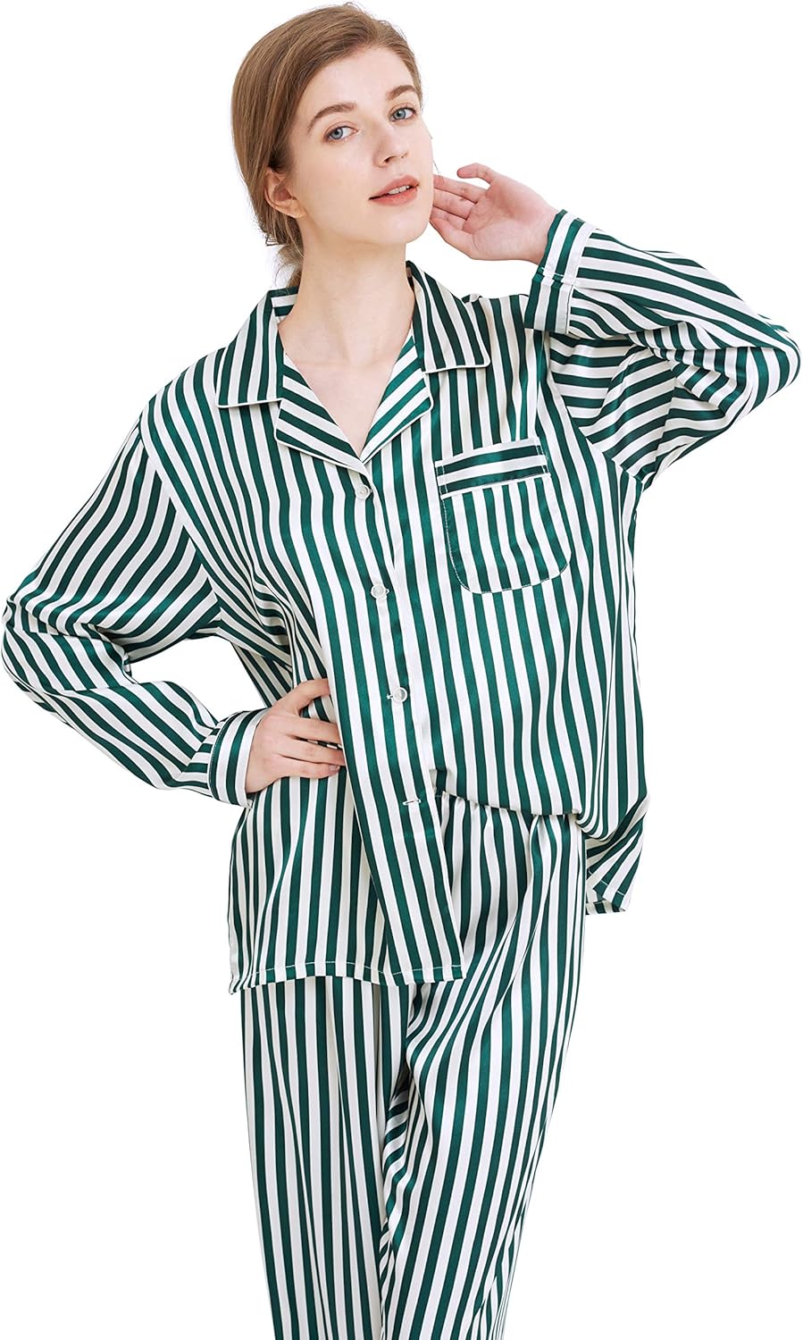 TONY AND CANDICE Women's Classic Satin Pajama Set Sleepwear Loungewear - Image 6
