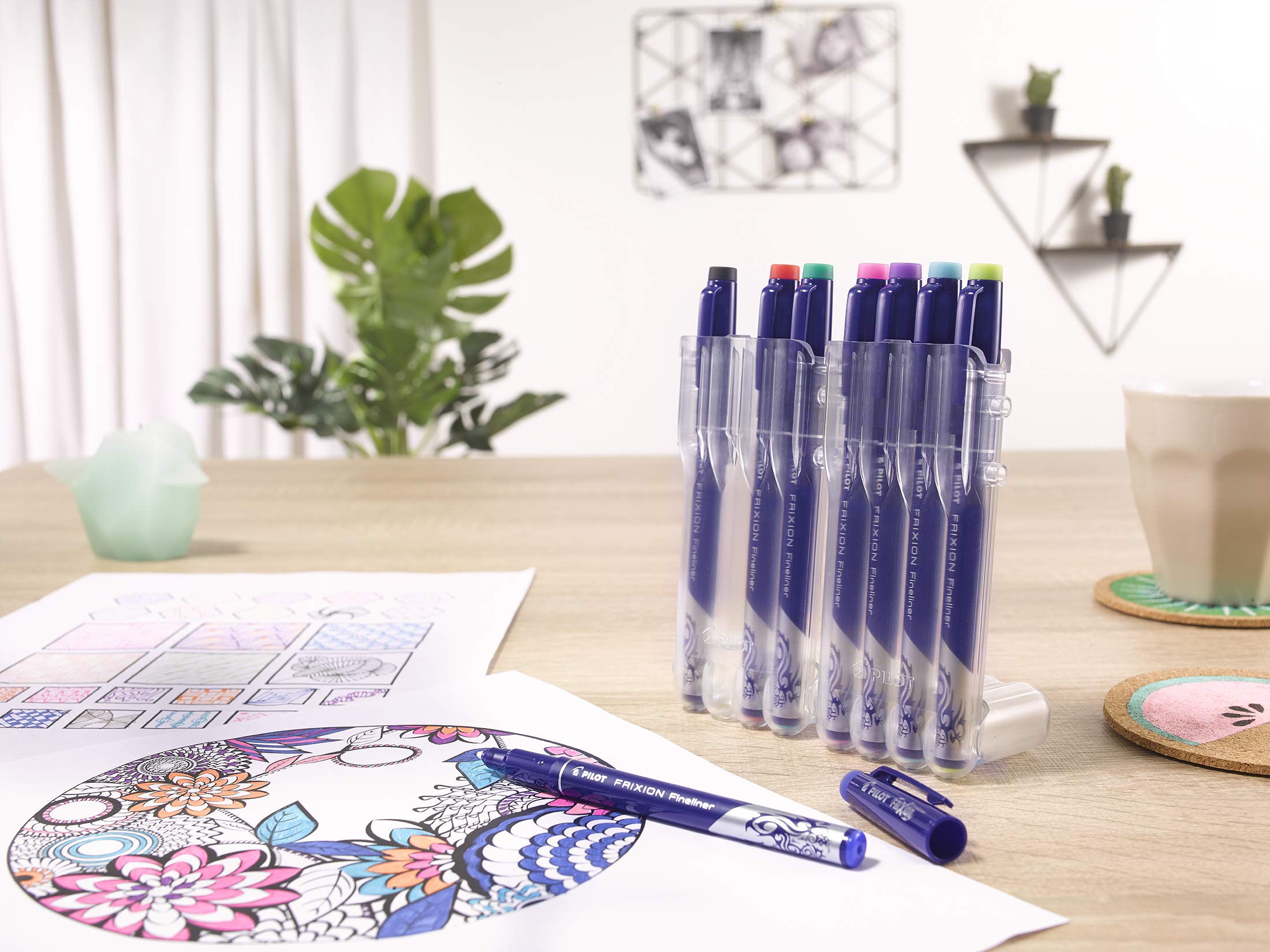 ASTUCCIO PEN HOLDER 12 FRIXION FINELINER - COLORI ASSORTITI (nero - blu - rosso - verde - verde chiaro - azzurro - rosa rosa chiaro - arancione - giallo - viola - marrone