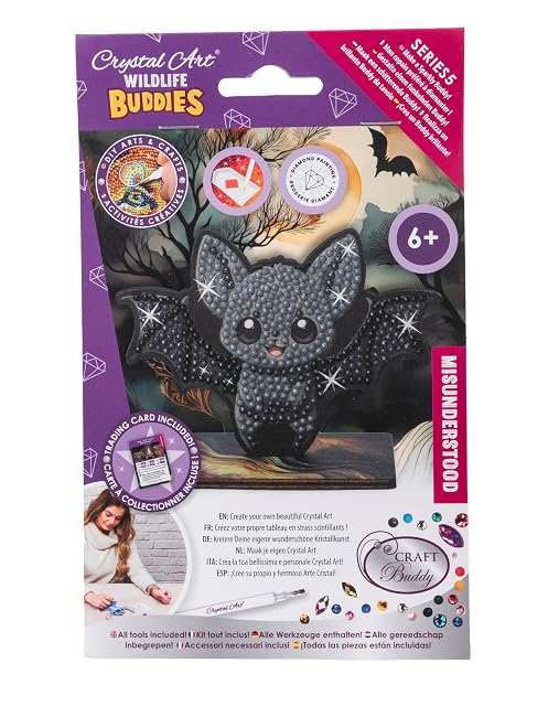 Foto 6 de 6 de Crystal Art Wildlife Buddies - Kit Original de Diamond Painting, Murciélago, Set de Manualidades Para Niños…